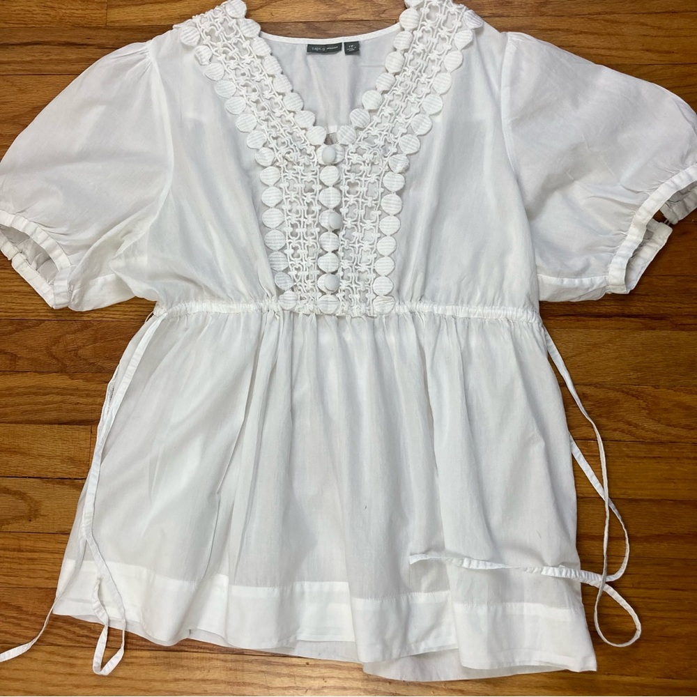 Apt 9 Woman White Embroidered Lace Baby Doll Top 1X